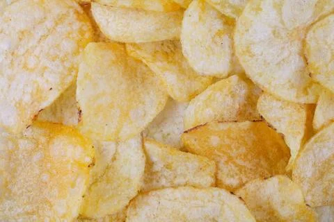 Potato chips, close-up, background, texture Stock Photos