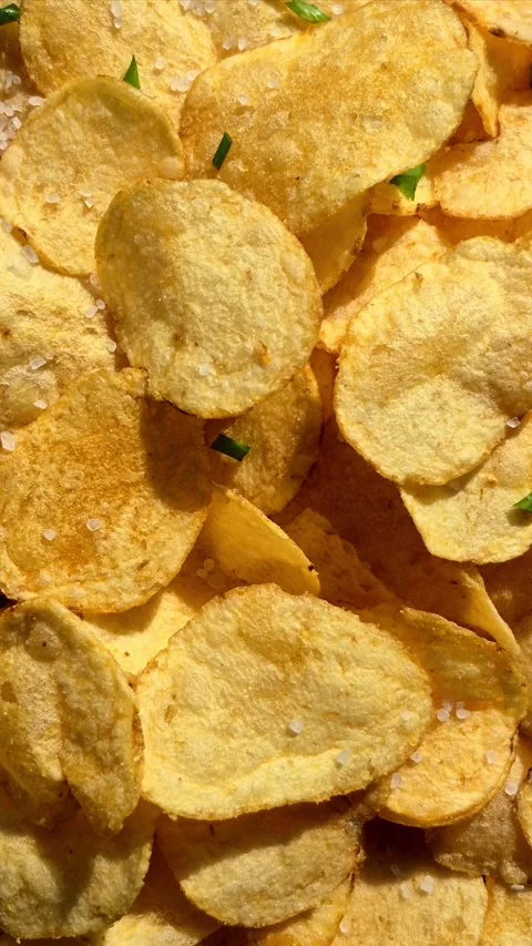 Potato chips close-up in motion Stock Footage 305235152