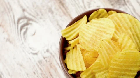 Potato chips, close-up - the rotation Stock Footage 47009658