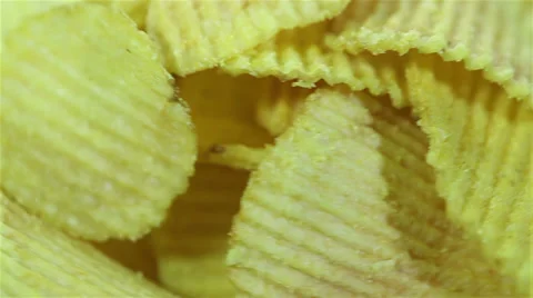 Potato chips  close up. Slow motion Stock Footage 35456074