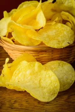 Potato chips closeup Stock Photos