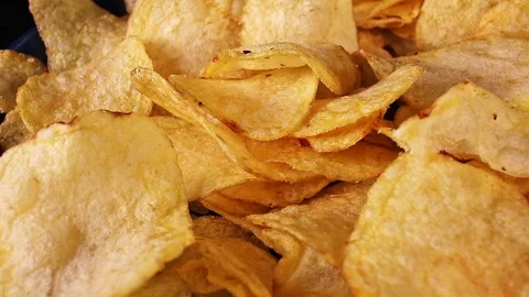 Potato chips crisps snack side dish or appetizer. Stock Footage 96368366