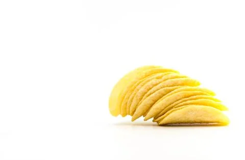 Potato chips crisps on white background Stock Photos