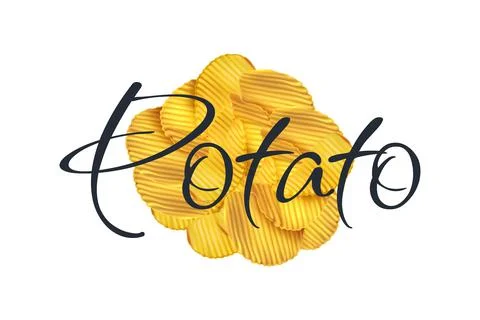 Potato chips crispy slice realistic vector illustration Illustrazione stock