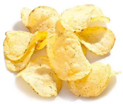 Potato chips crispy snack on white background Stock Photos