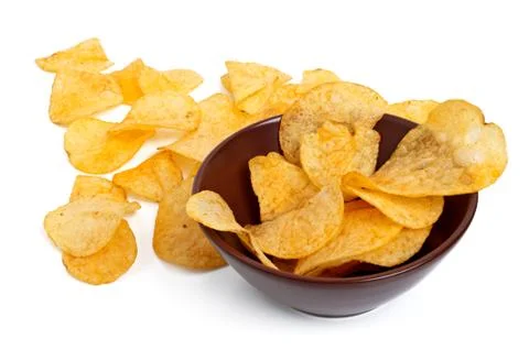 Potato chips in a dish Stock Photos