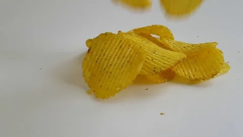 Potato chips fly spices Stock Footage 87511184