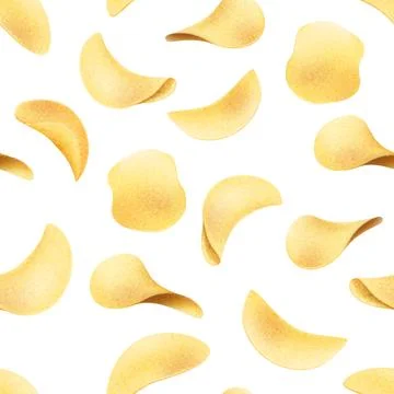 Potato chips, food party pattern. Cooking diet meal, snack collage, baked or Stock Illustration