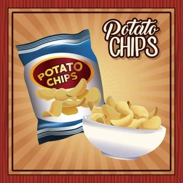 Potato chips frame Stock Illustration