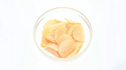 Potato Chips in Glass blow isolated Stock Footage 97863053