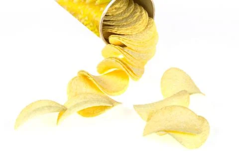 Potato chips isolated on white background Stock Photos
