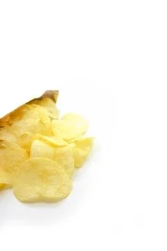 Potato chips isolated on white background Stock Photos