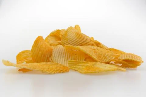 Potato chips isolated, white background Foto stock