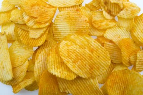 Potato chips isolated, white background Stock Photos