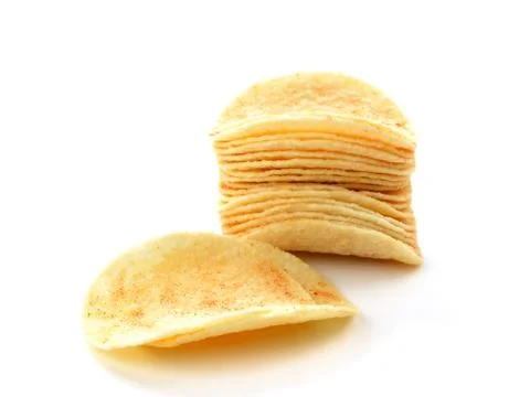 Potato chips isolated on white background Stock Photos