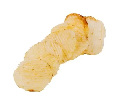 Potato chips isolated on white background 库存照片