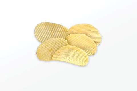 Potato chips isolated on a white background. Collection. - Image Stock Photos