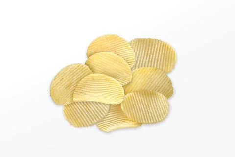 Potato chips isolated on a white background. Collection. - Image Stock Photos