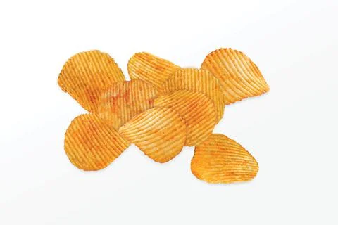 Potato chips isolated on a white background. Collection. - Image Stock Photos