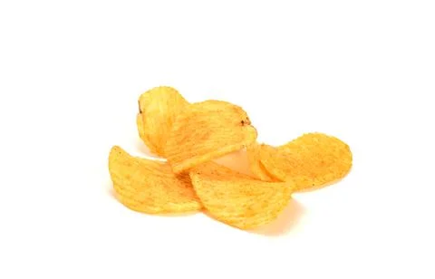 Potato chips isolated on white background. Stock Photos