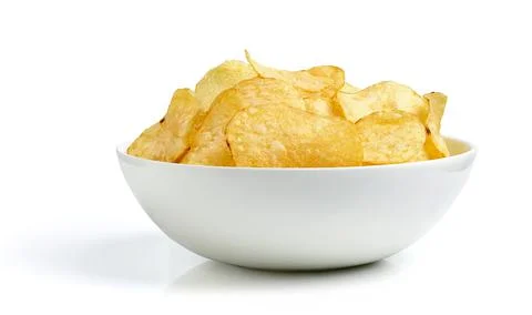 Potato chips isolated on white background Stock Photos