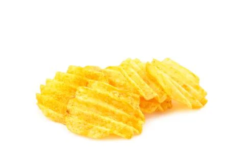 Potato chips isolated on white background, cut out Stock Photos