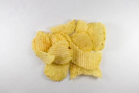 Potato chips isolated on white background 库存照片