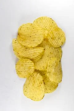 Potato chips isolated on white background Stock Photos