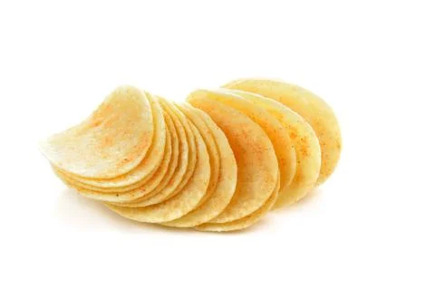 Potato chips isolated on white Foto stock
