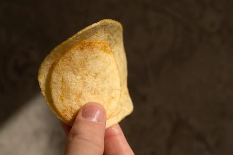 Potato chips macro texture Stock Photos