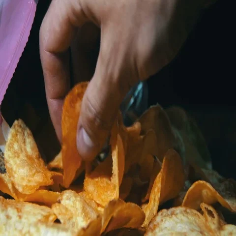 Potato Chips In Package Rotating Stock Footage
