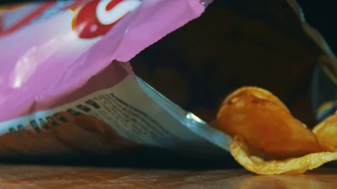 Potato Chips In Package Rotating Stock Footage 69780877