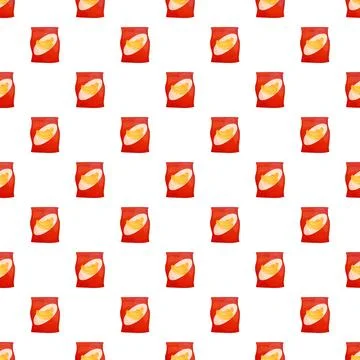 Potato chips red bag junk food pattern Illustrazione stock