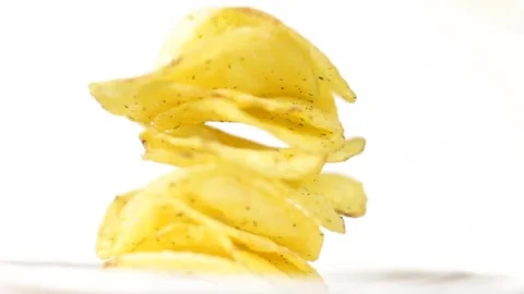 Potato Chips Rotating on White Stock Footage 82941134