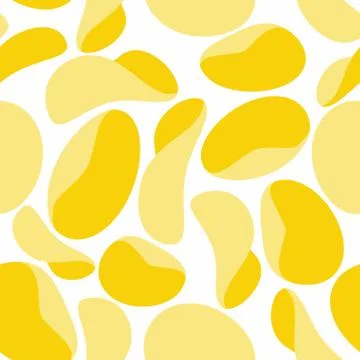 Potato chips seamless background. Pattern of yellow fried potatoes. Vector or Stock Illustration