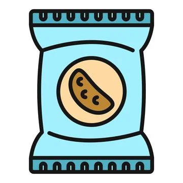 Potato chips snack bag packaging icon flat design Stock Illustration