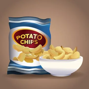 Potato chips snacks Illustrazione stock