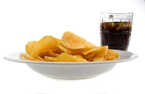 Potato chips with soda Foto stock