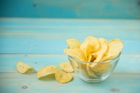 Potato chips with spicy Stock Photos