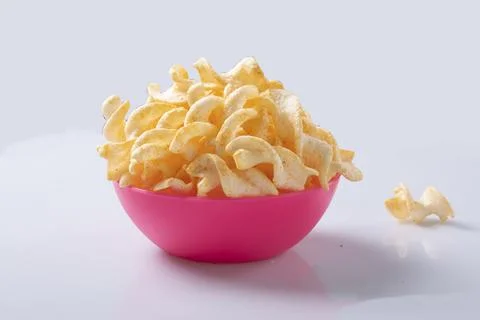 Potato chips stack, pile and heap, realistic 3D vector with crunchy wavy snac Stock Photos