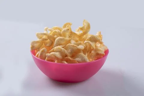 Potato chips stack, pile and heap, realistic 3D vector with crunchy wavy snac Stock Photos