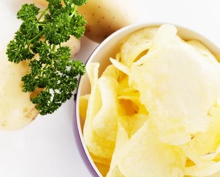 Potato chips from top Stock Photos