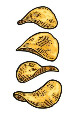 Potato chips. Vector engraving vintage Stockillustratie
