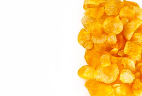 Potato chips on white background Stock Photos