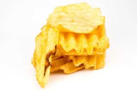 Potato chips on a white background Stock Photos