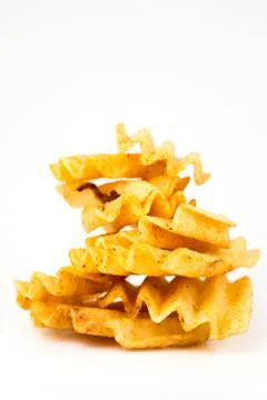 Potato chips on a white background Stock Photos