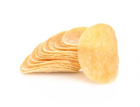 Potato chips on white background Foto stock