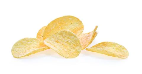Potato chips on white background Stock Photos