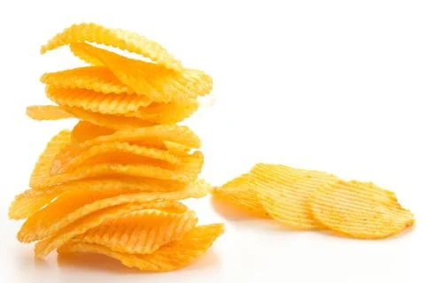 Potato chips on white background Stock Photos