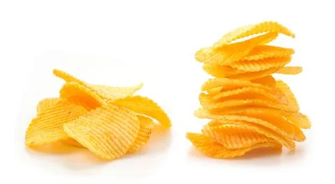 Potato chips on white background Stock Photos